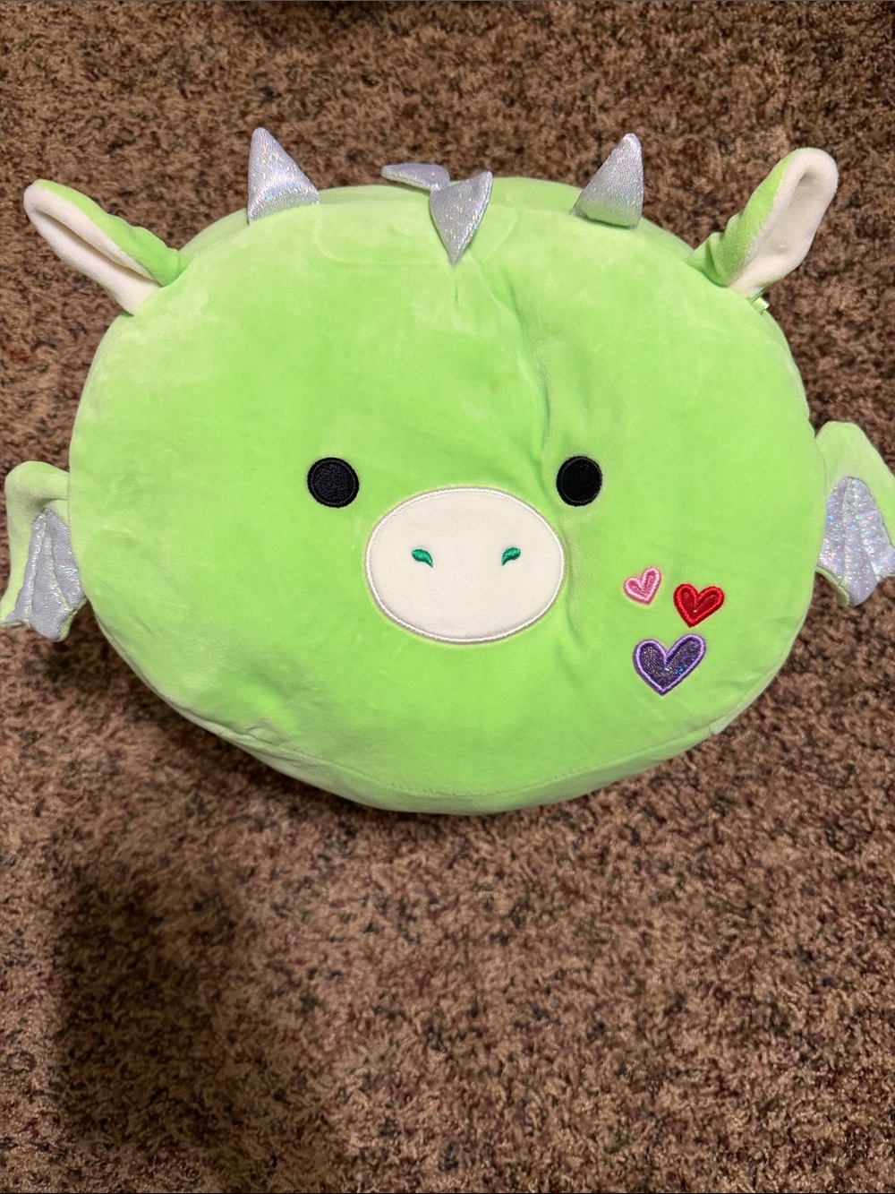 Squishmallows Lime Green Plush Pillow with Colorful Logo Tag